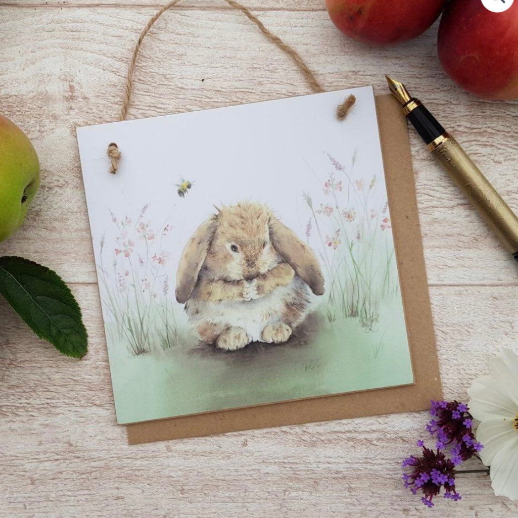 Honey Bunny Lop Forever Wooden Card