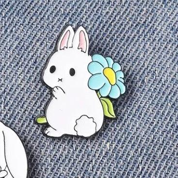 Forget Me Not Bunny Rabbit Enamel Pin Badge