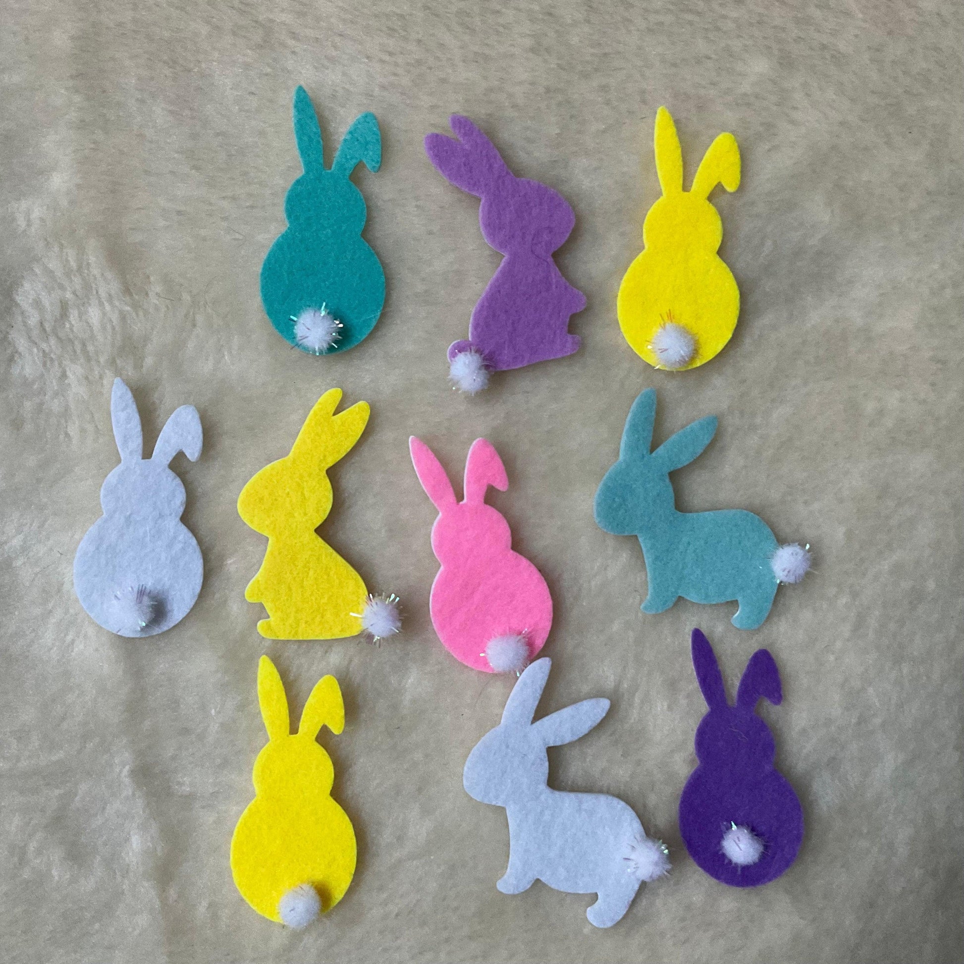 Set of 10 Bunny Rabbit Felt Sticker Embellishments