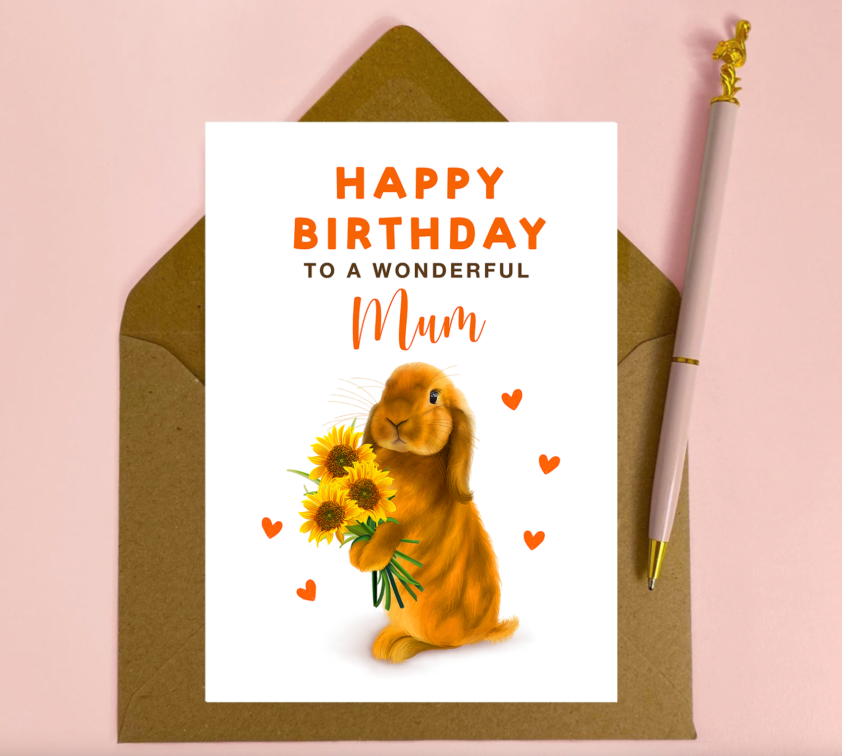 Happy Birthday To My Wonderful Mum Lop Bunny Rabbit Greeting Card