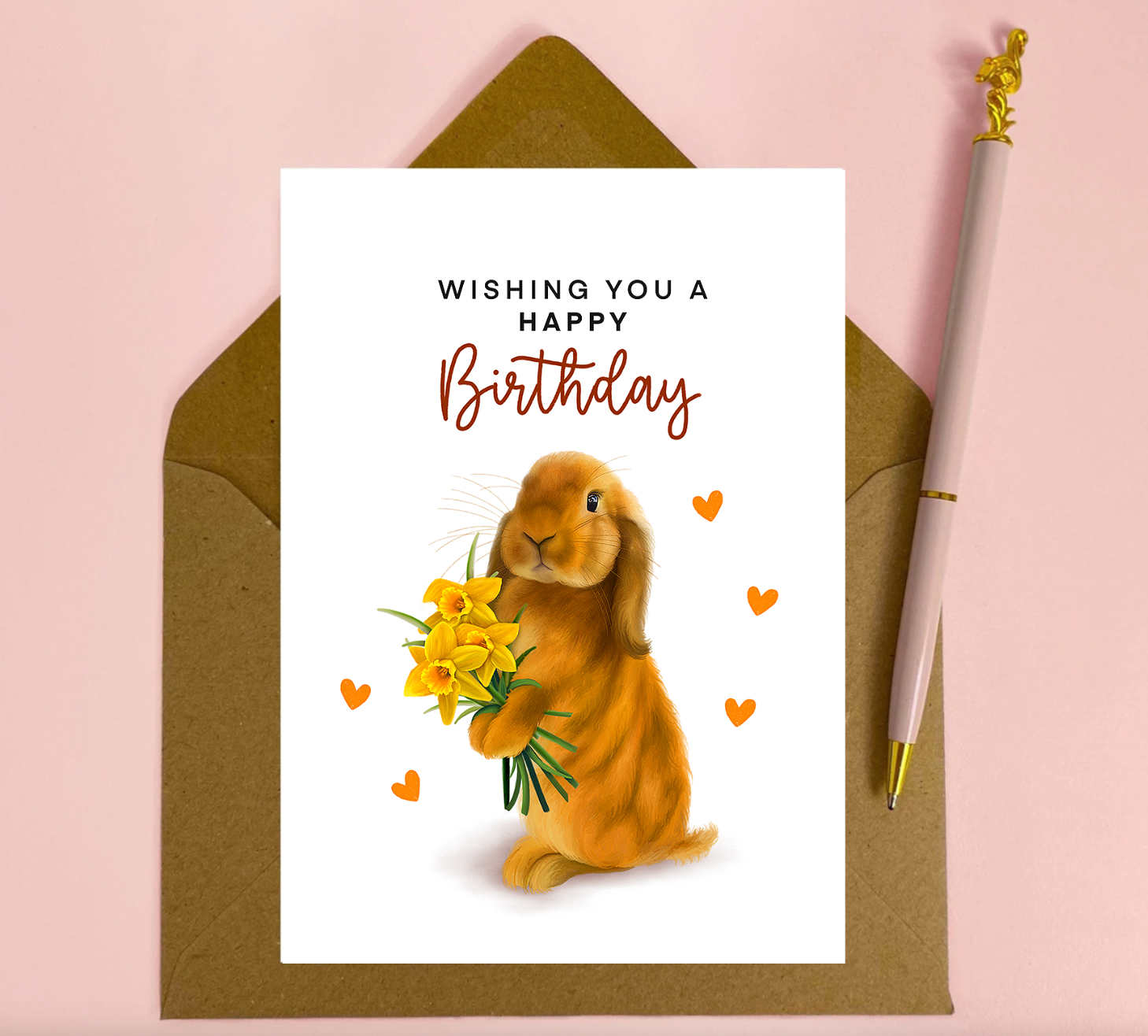 Wishing You a Happy Birthday Lop Bunny Rabbit Greeting Card