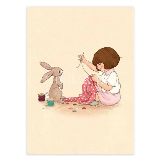 Belle & Boo Bunny Today We Sew Postcard