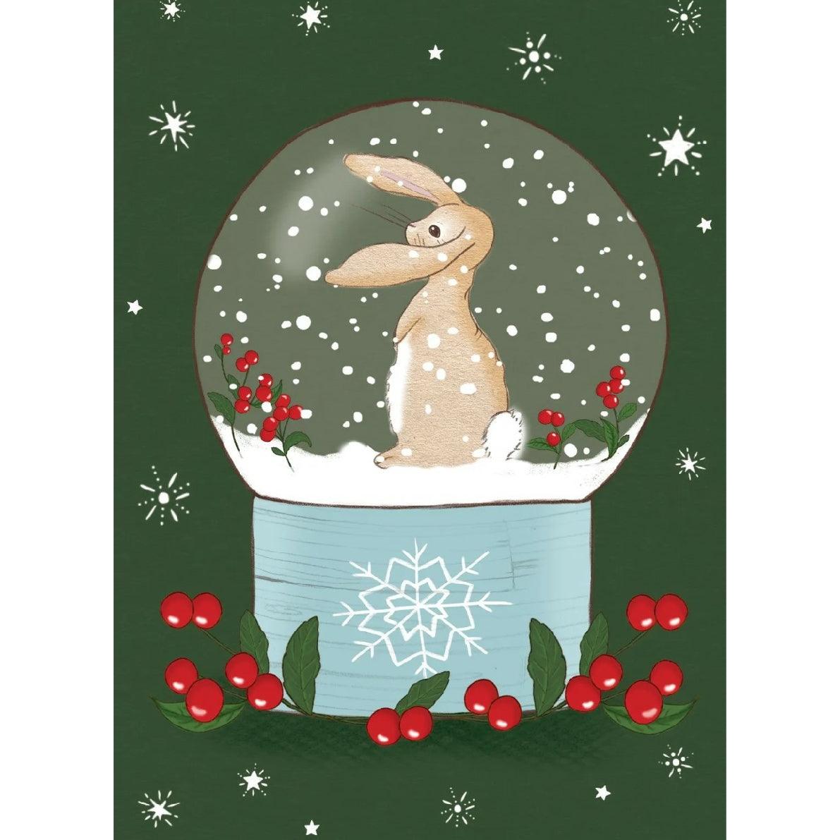 Belle & Boo Snow Globe Bunny Postcard