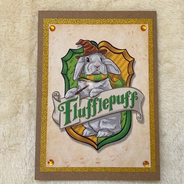 Firlefanz Designs Enchanted Bunnies Handmade Greetings Cards flufflepuff
