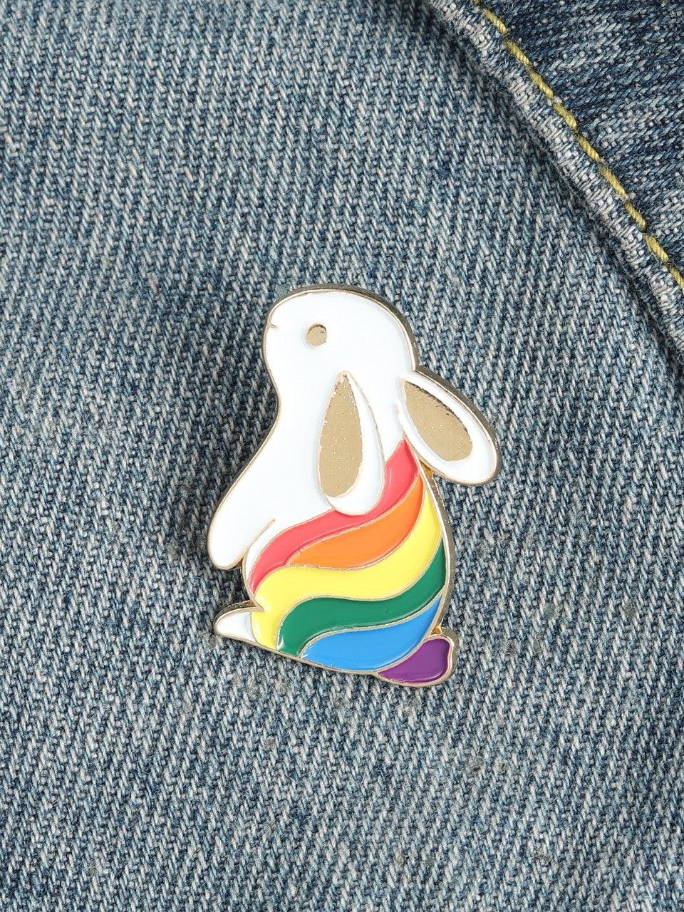 Memorial Rainbow Bunny Enamel Pin Badge 