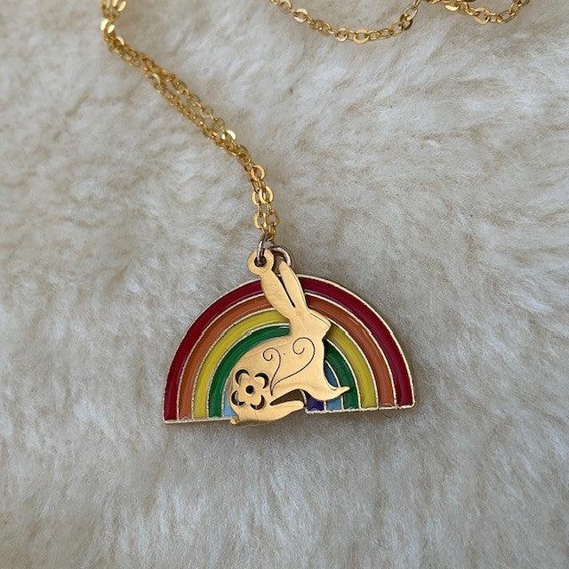 Rainbow Bunny Rabbit Necklace - Bunny Creations