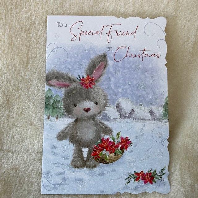 Special Friend Bunny Rabbit Christmas Card front