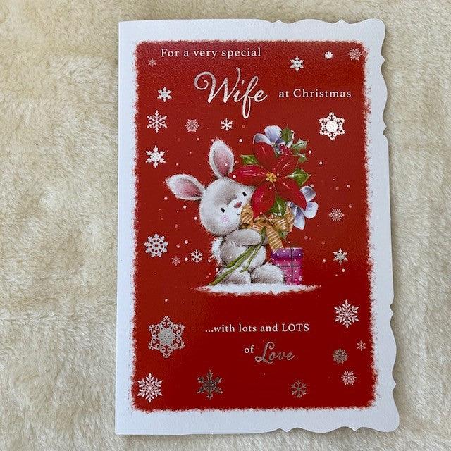 Special Wife Bunny Rabbit Large Christmas Card front