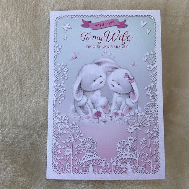 To My Wife On Our Anniversary Bunny Rabbit Card