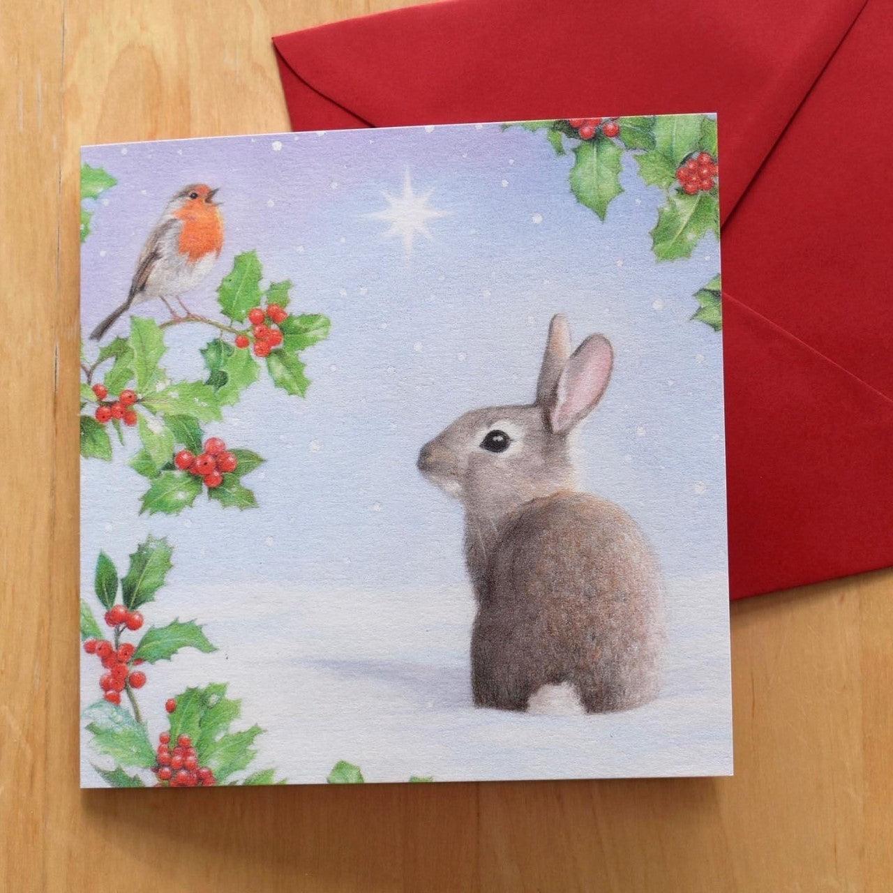 Twinkle Bunny Christmas Card by Francesca Simpson - Bunny Creations