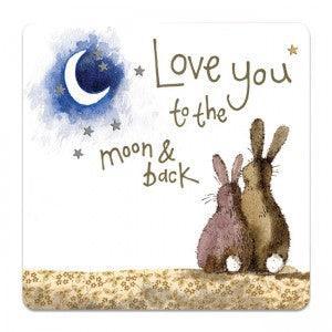 Alex Clark Bunny Rabbit Love You to The Moon And Back Coaster - Bunny Creations