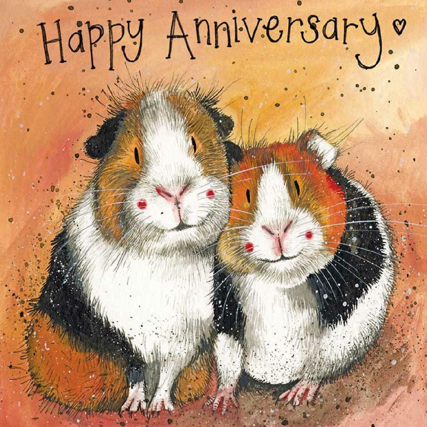 Alex Clark Happy Anniversary Guinea Pig Card - Bunny Creations