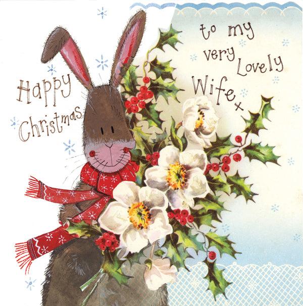 Alex Clark Lovely Wife Bunny Rabbit Christmas Card - Bunny Creations