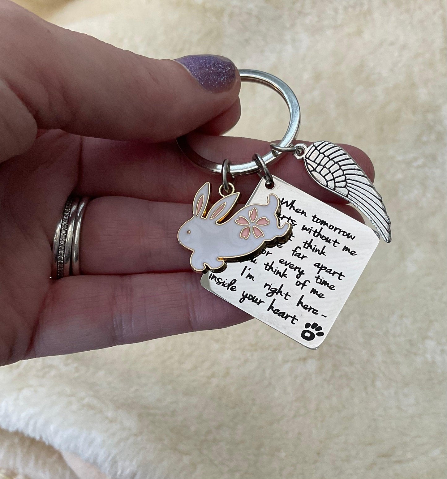Bunny Rabbit When Tomorrow Starts Without Me Memorial Keyring - Bunny Creations