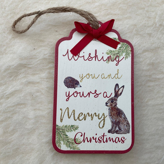 Christmas Hares Forever Wooden Gift Tag Decorations - Bunny Creations
