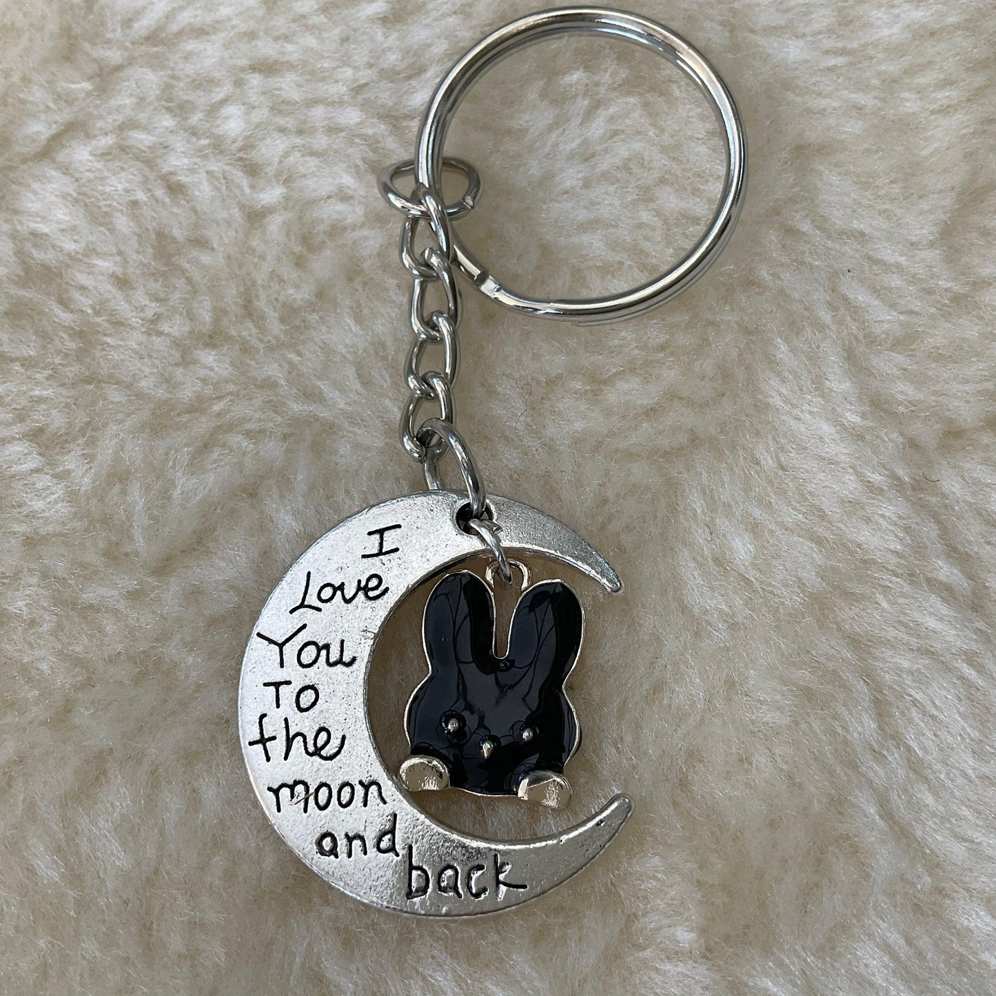 I Love You To The Moon And Back Bunny Rabbit Keyring - Bunny Creations