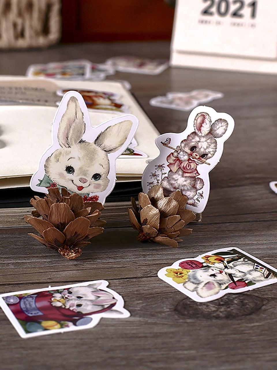 Little Box of Retro Bunny Rabbit Stickers - Bunny Creations