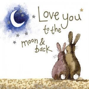 Love You To The Moon & Back Rabbit Sparkle Card - Bunny Creations