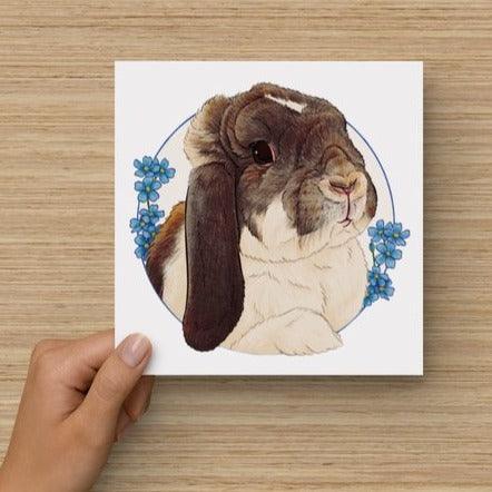 Milly Moo Forget Me Not Bunny Rabbit Large Art Card