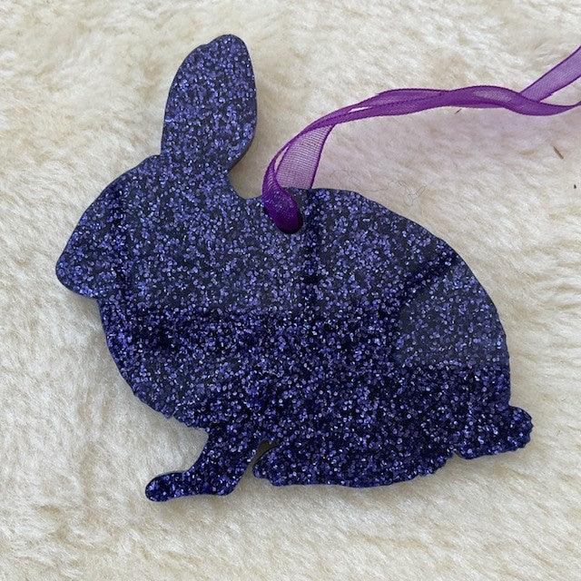 purple Glitter Bunny Rabbit Hanging Christmas  Decoration