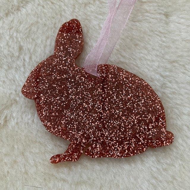 rose gold Glitter Bunny Rabbit Hanging Christmas  Decoration