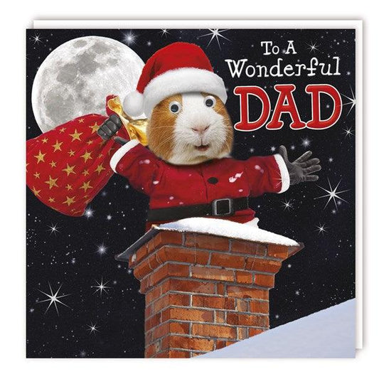 To a Wonderful Dad Guinea Pig Christmas Card - Bunny Creations