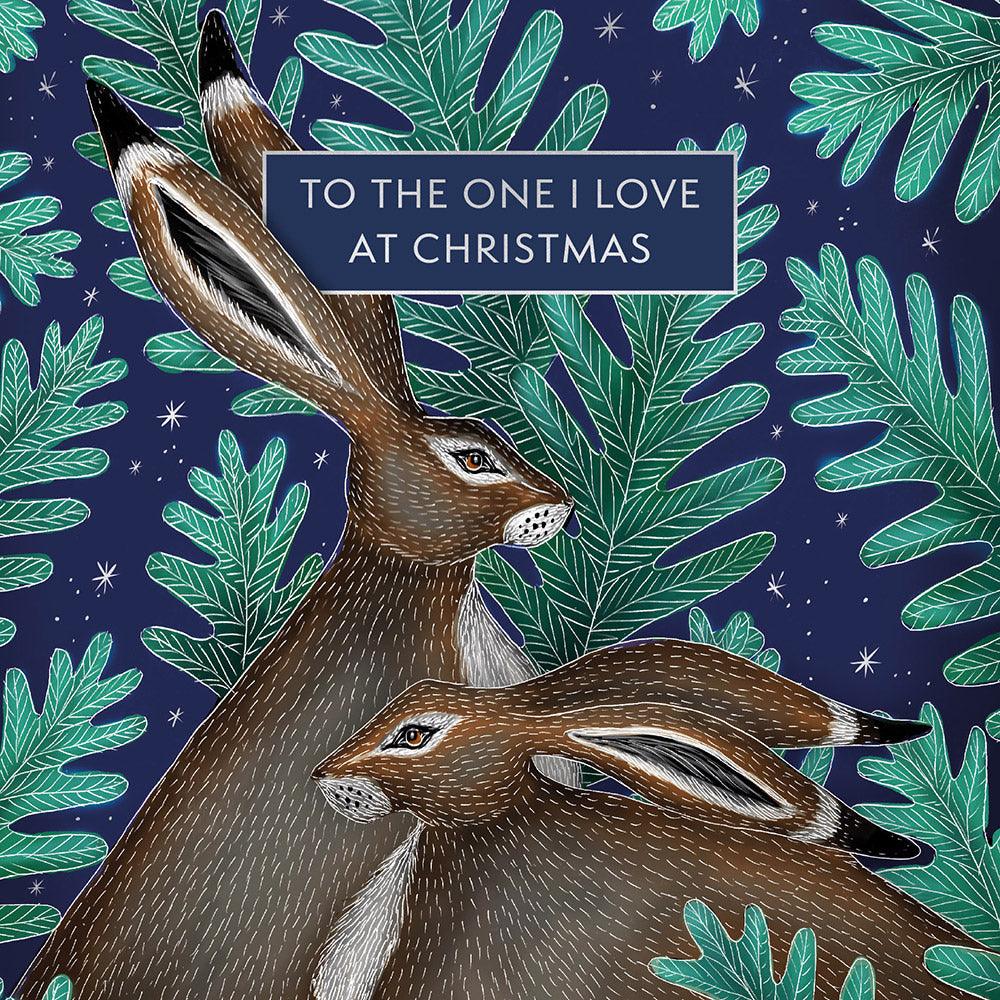 To The One I Love at Christmas Two Hares Card - Bunny Creations