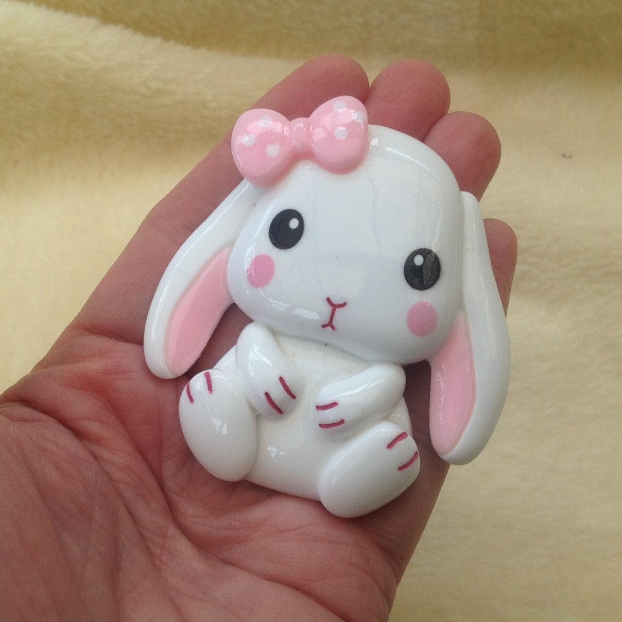 White Lop Eared Bunny Rabbit Fridge Magnet - Bunny Creations